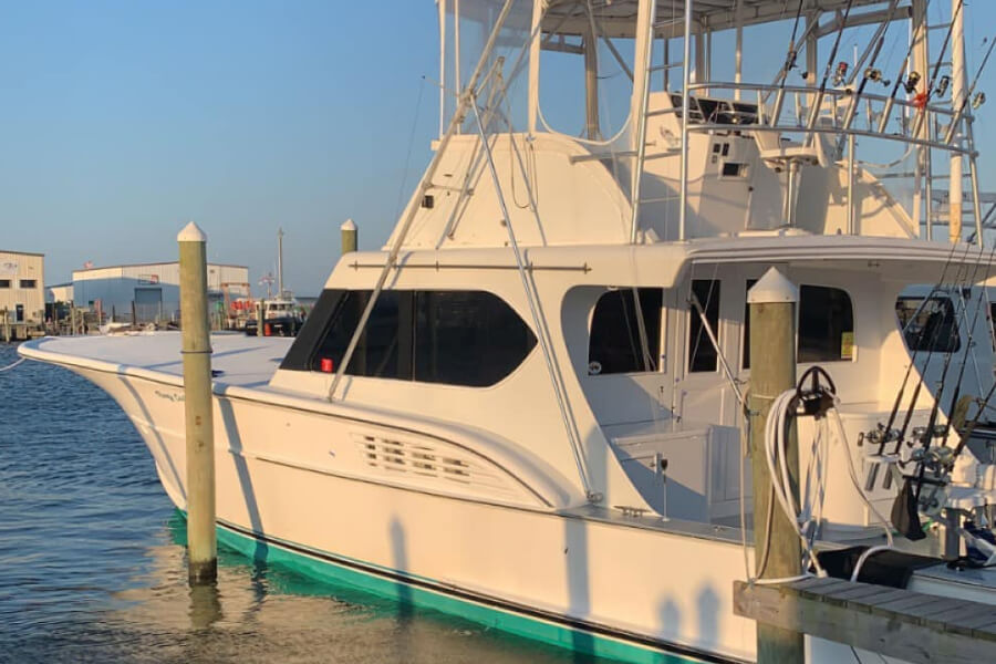 Reely Catchy Charter Boat docked at Marina
